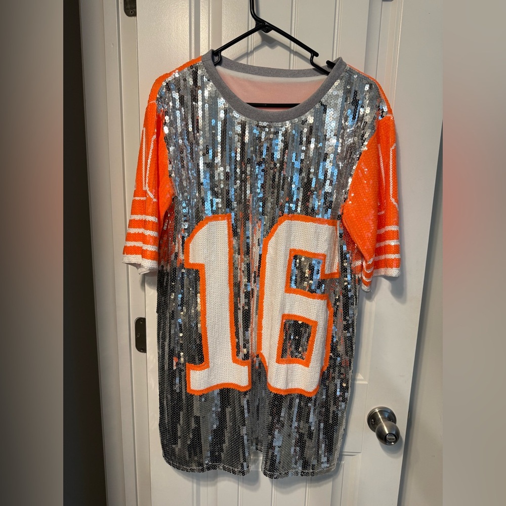 Sequin Football Jersey #16 Dress